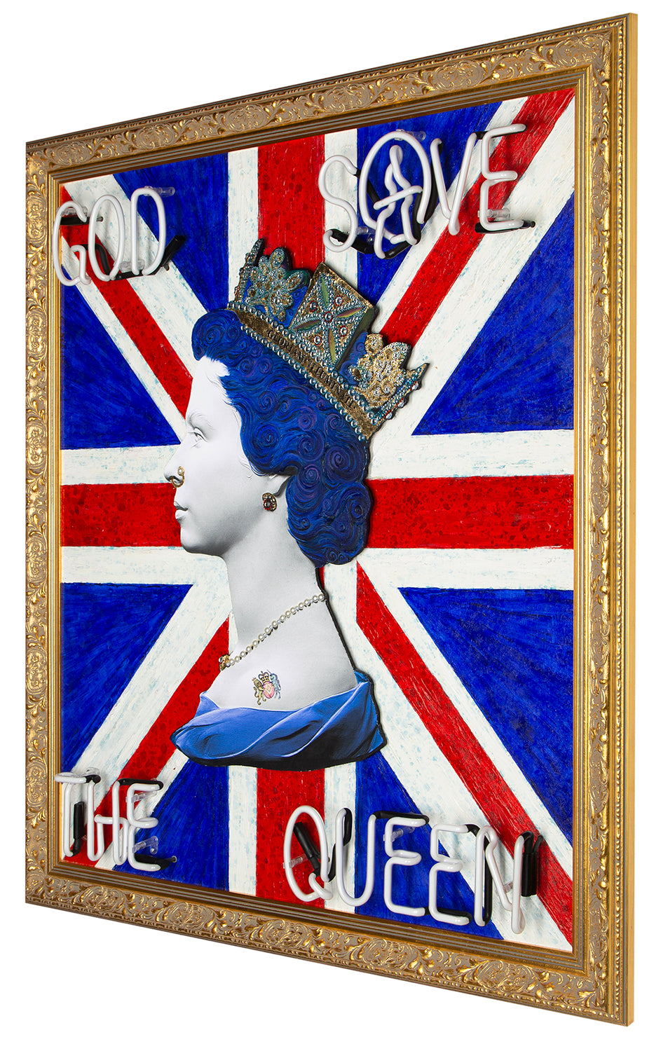 Union Jack God Save The Queen - Red Neon