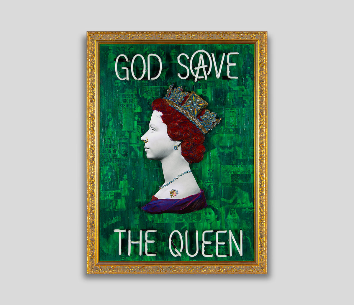 Green God Save The Queen - Pink Neon
