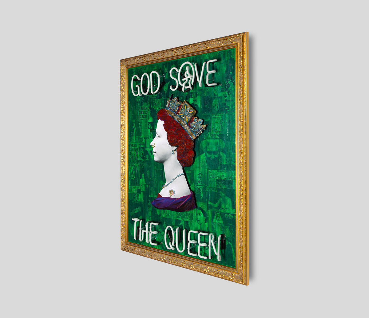 Green God Save The Queen - Pink Neon