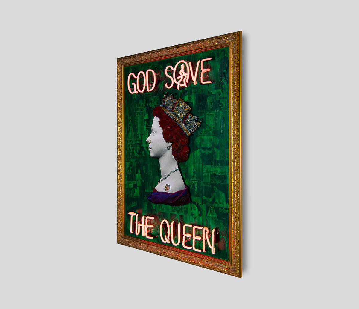 Green God Save The Queen - Pink Neon
