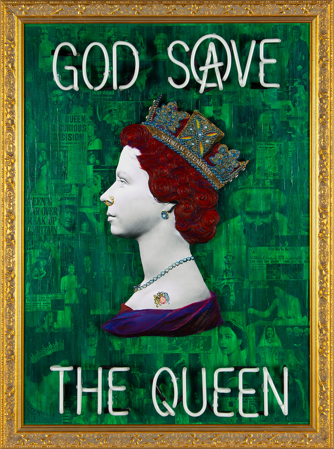 Green God Save The Queen - Pink Neon