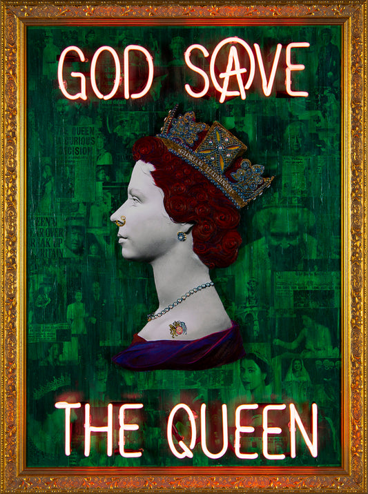 Green God Save The Queen - Pink Neon