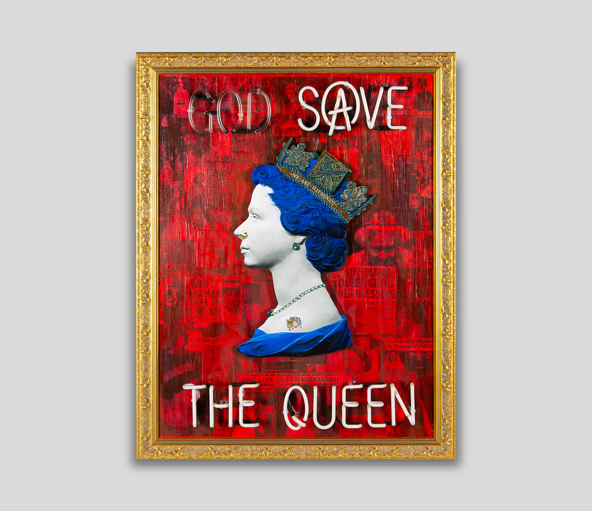 Red God Save The Queen - Red, White and Blue Neon