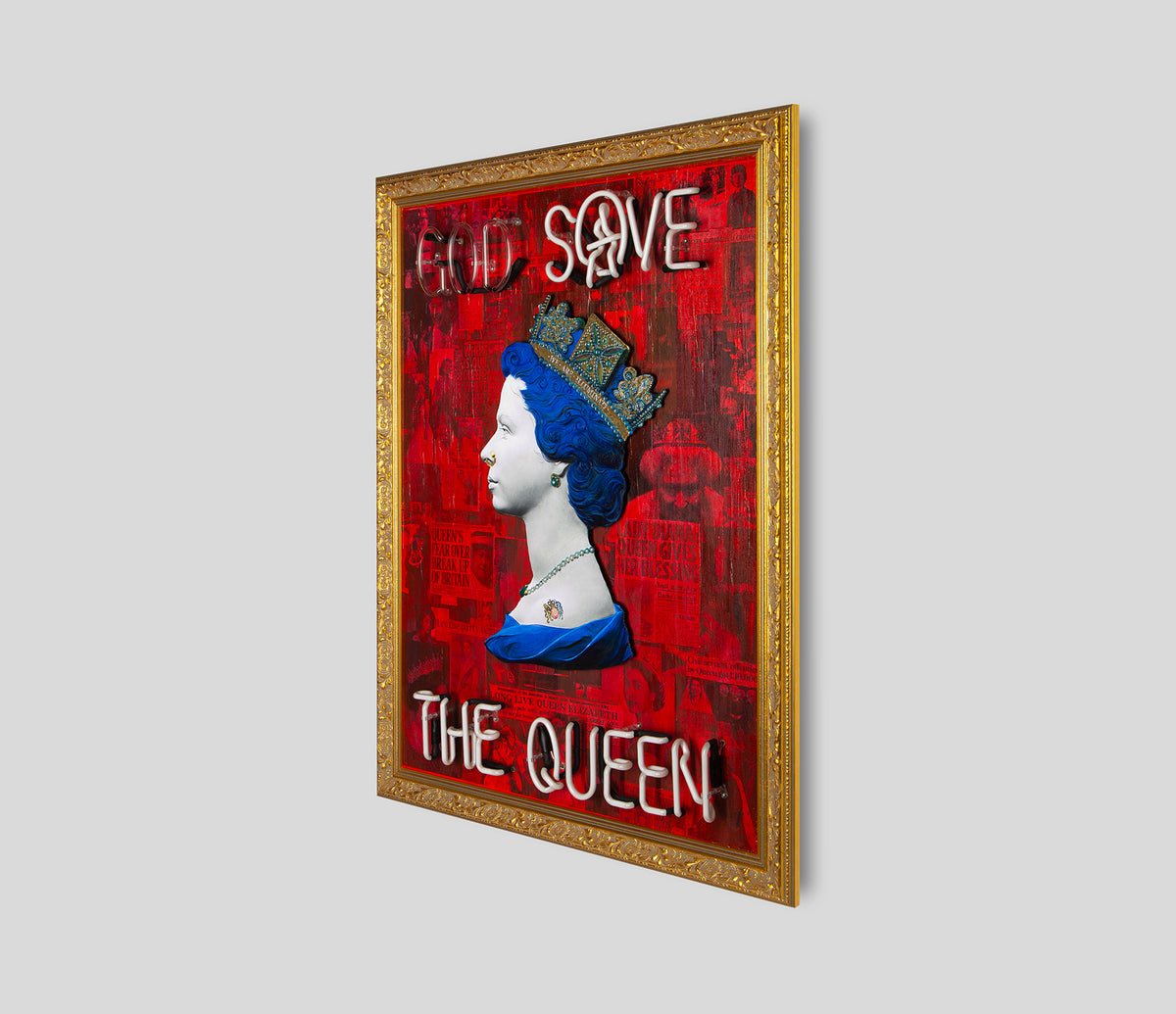 Red God Save The Queen - Red, White and Blue Neon