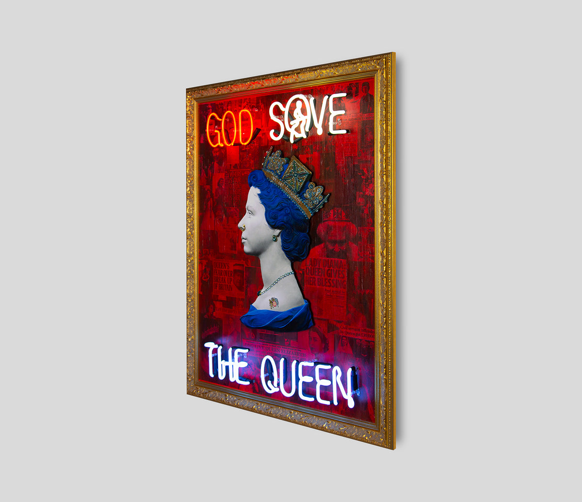 Red God Save The Queen - Red, White and Blue Neon