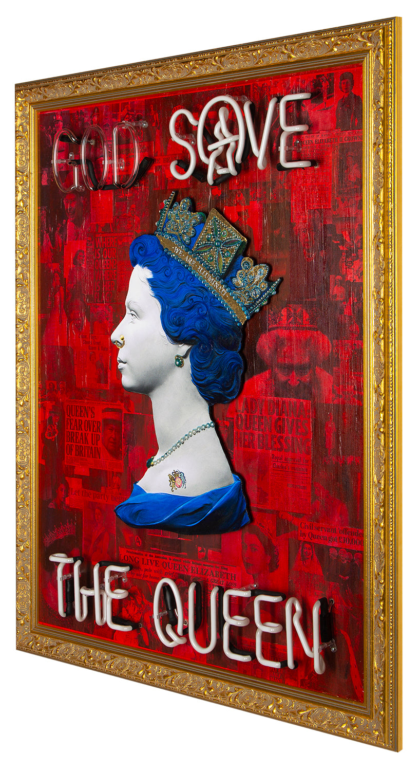 Red God Save The Queen - Red, White and Blue Neon