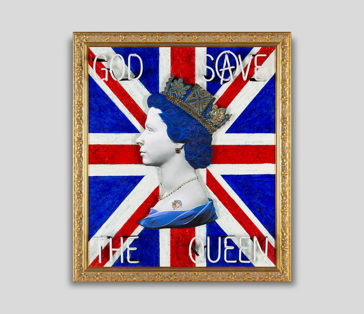 Union Jack God Save The Queen - Red Neon