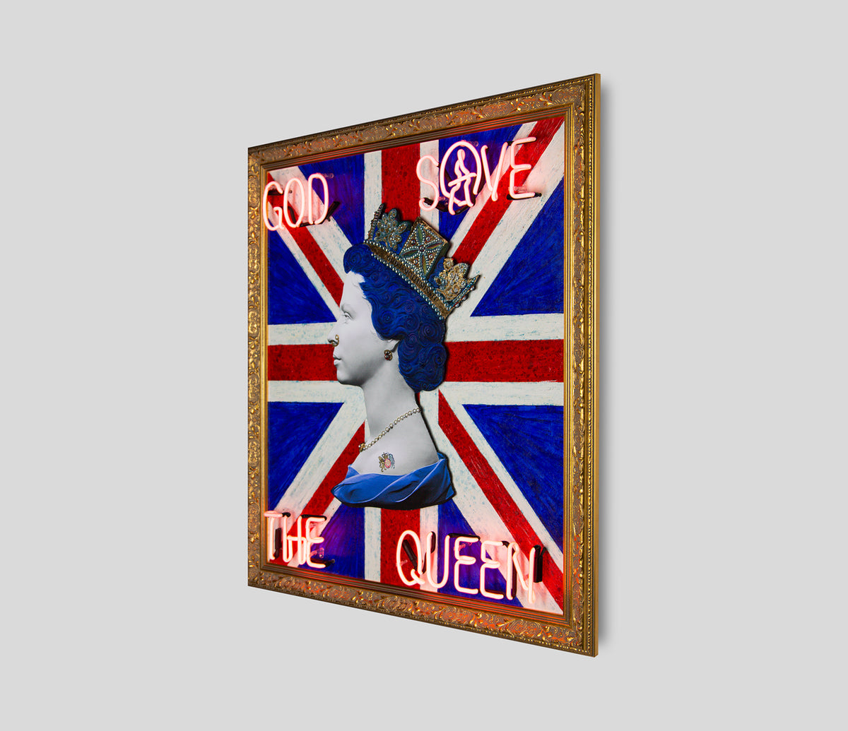 Union Jack God Save The Queen - Red Neon