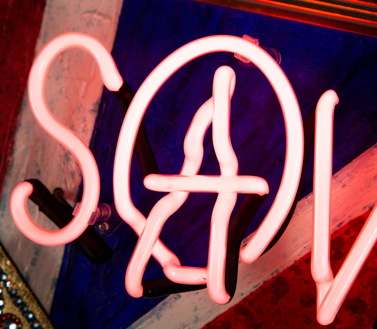 Union Jack God Save The Queen - Red Neon
