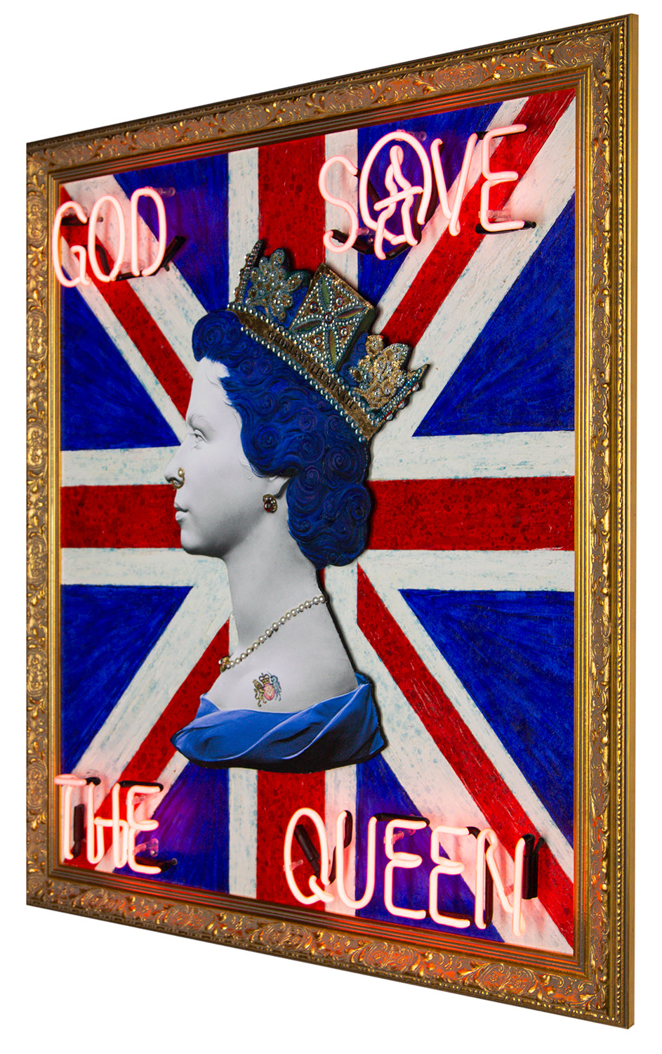 Union Jack God Save The Queen - Red Neon