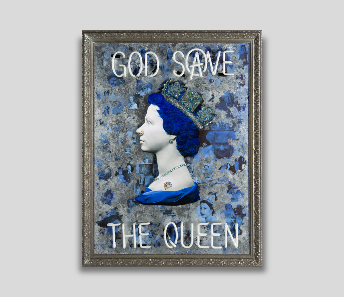 Silver God Save The Queen - Pink Neon