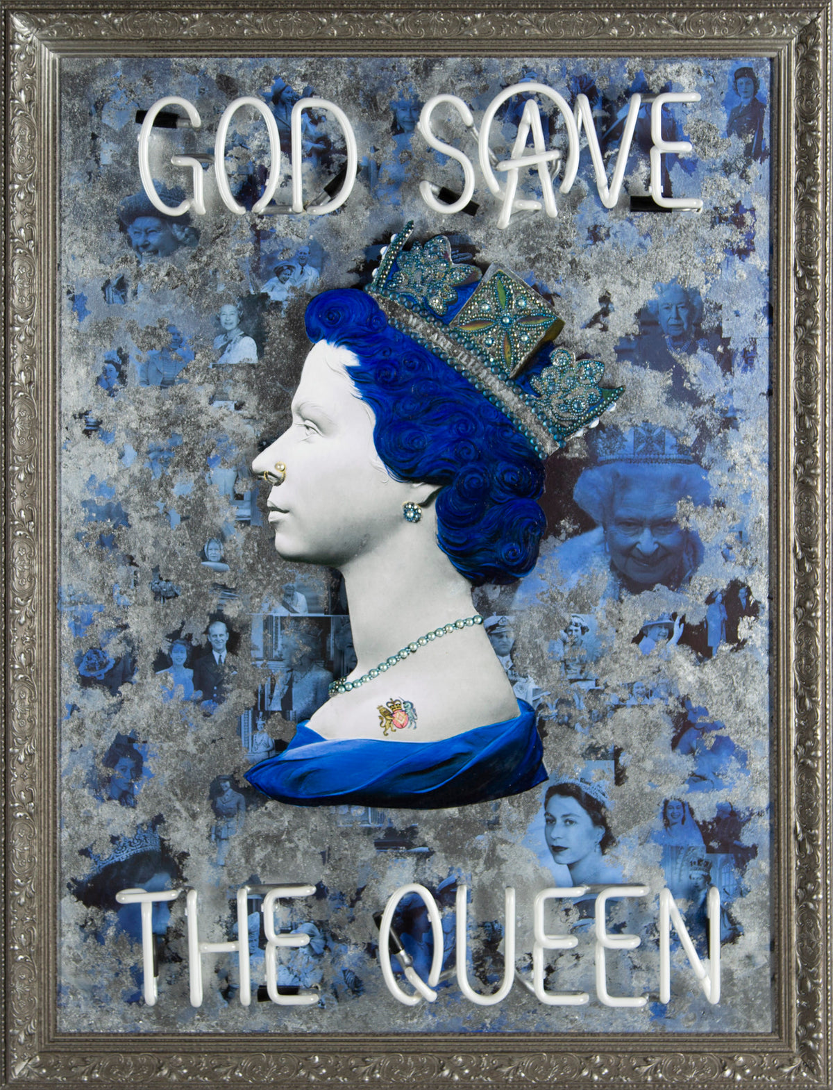 Silver God Save The Queen - Pink Neon
