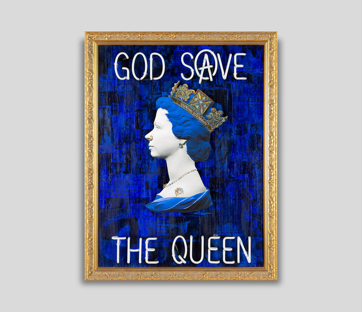 Blue God Save The Queen - Pink Neon