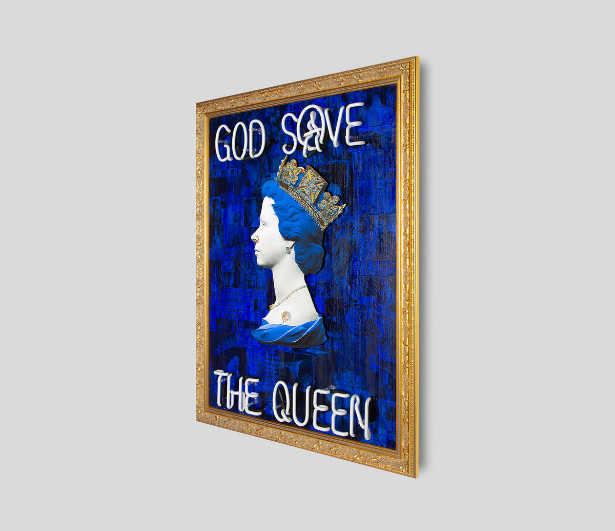 Blue God Save The Queen - Pink Neon