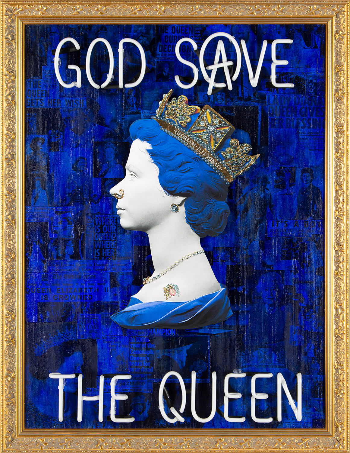 Blue God Save The Queen - Pink Neon